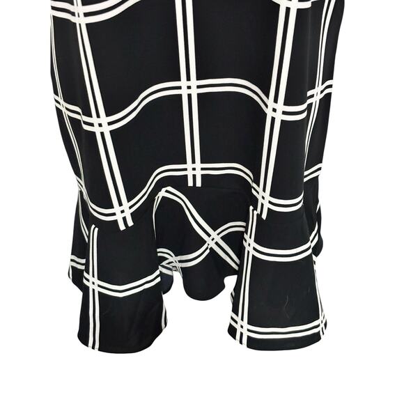 bar III Women's Grid One Shoulder Mini Dress Size XL Black Ruffle Whimsygoth - Picture 2 of 6